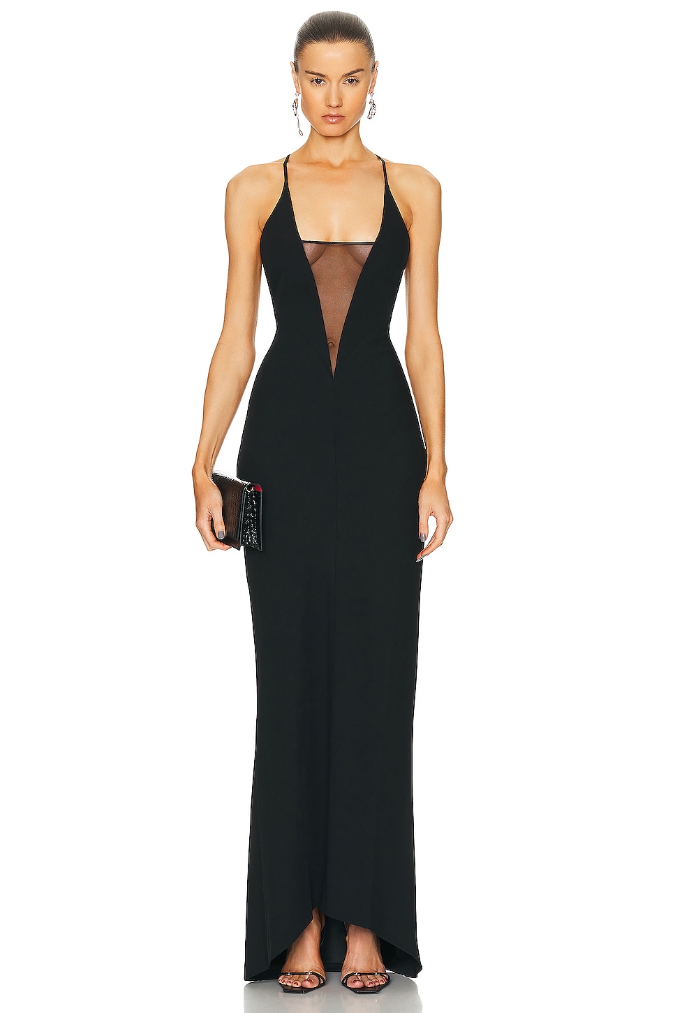 Image 1 of The Sei Plunge Gown With Mesh in Black