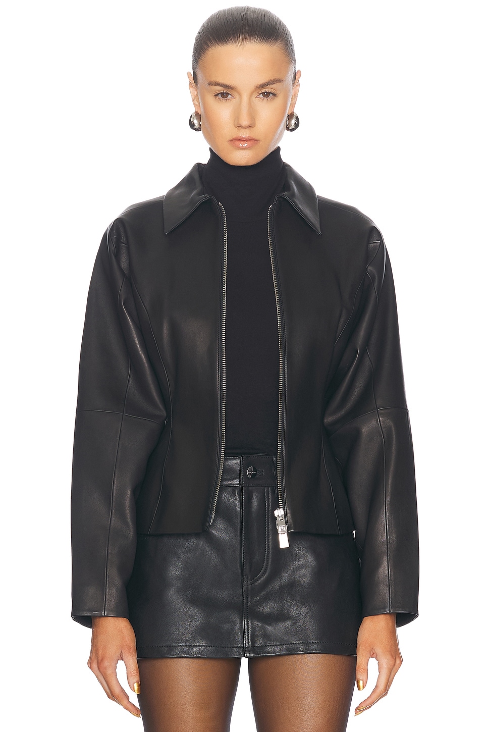 Image 1 of The Sei Fitted Leather Jacket in Black