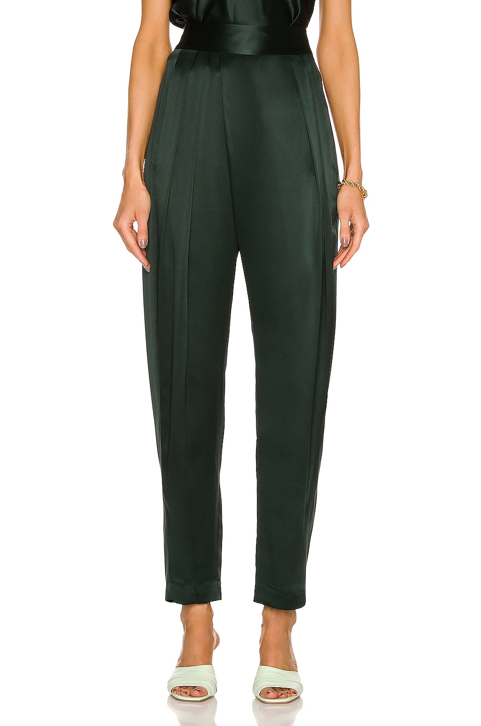 Image 1 of The Sei Draped Pleat Trouser Pant in Hunter