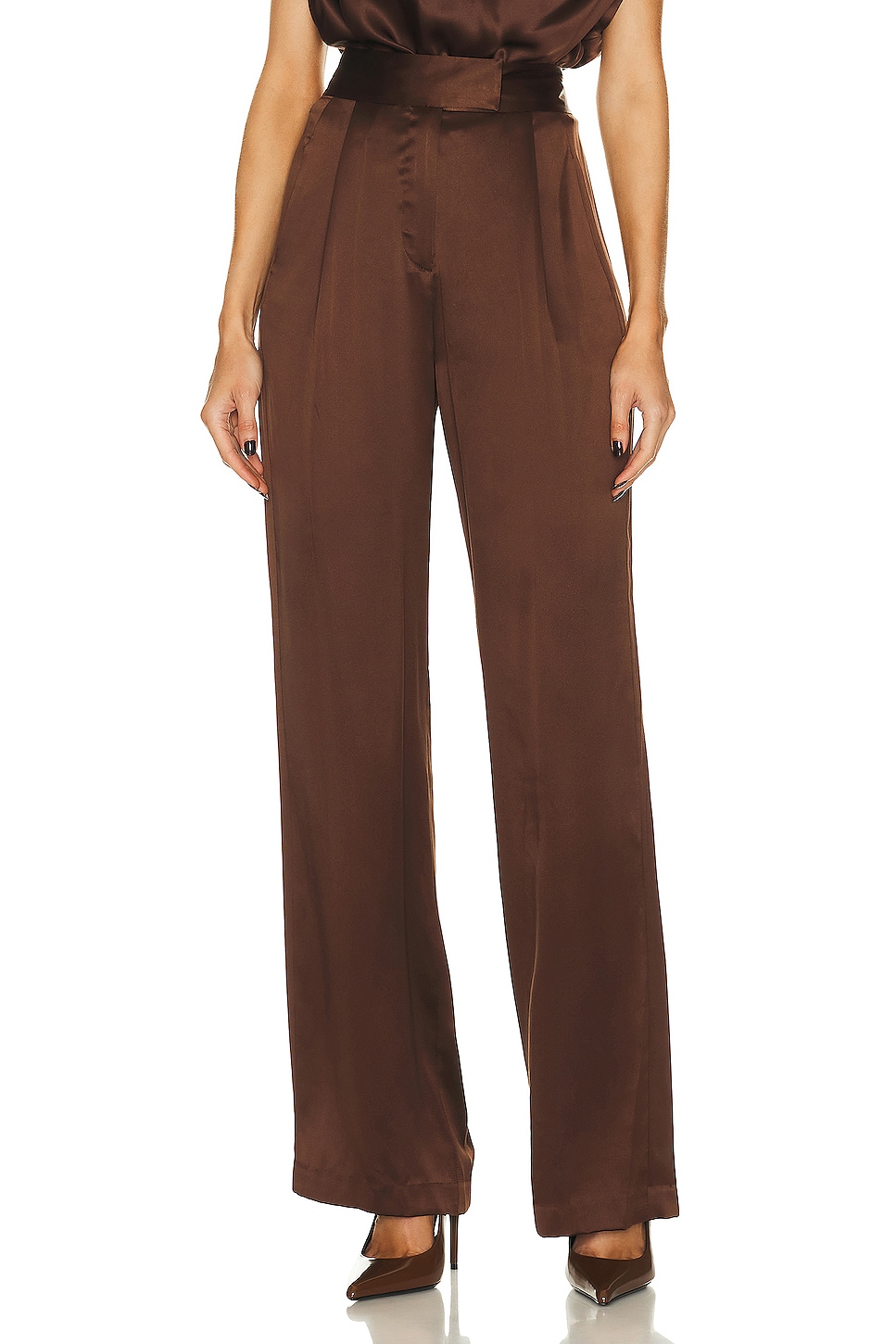 Image 1 of The Sei Wide Leg Trouser in Chocolate