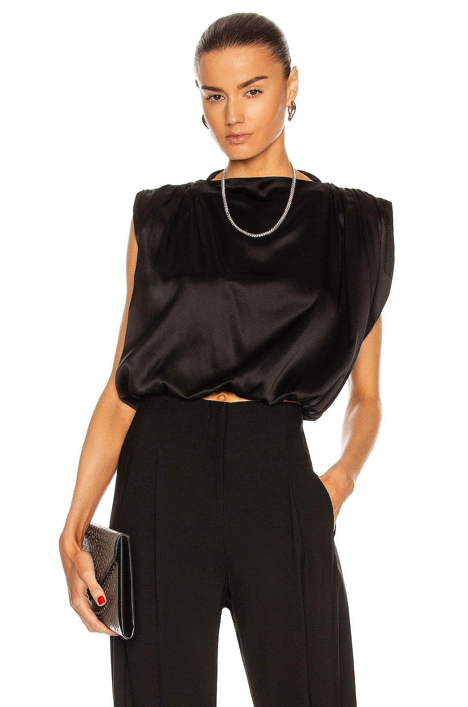 Image 1 of The Sei Gathered Top in Black