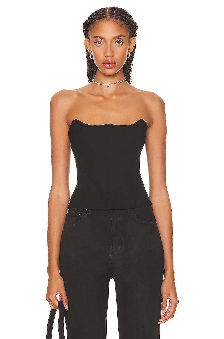 Image 1 of The Sei Curved Bustier Top in Black