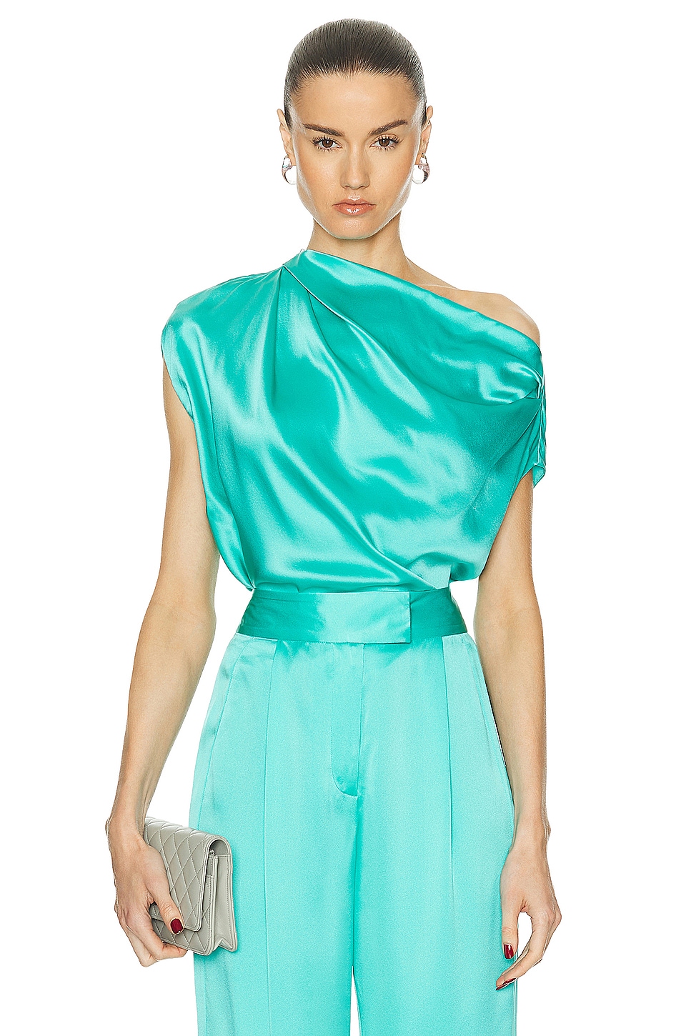 Image 1 of The Sei Drape Top in Turquoise