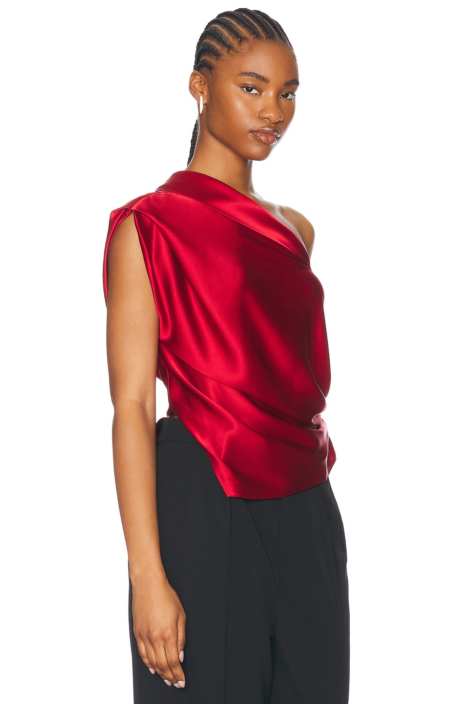 Asymmetrical Lapel Top in Red