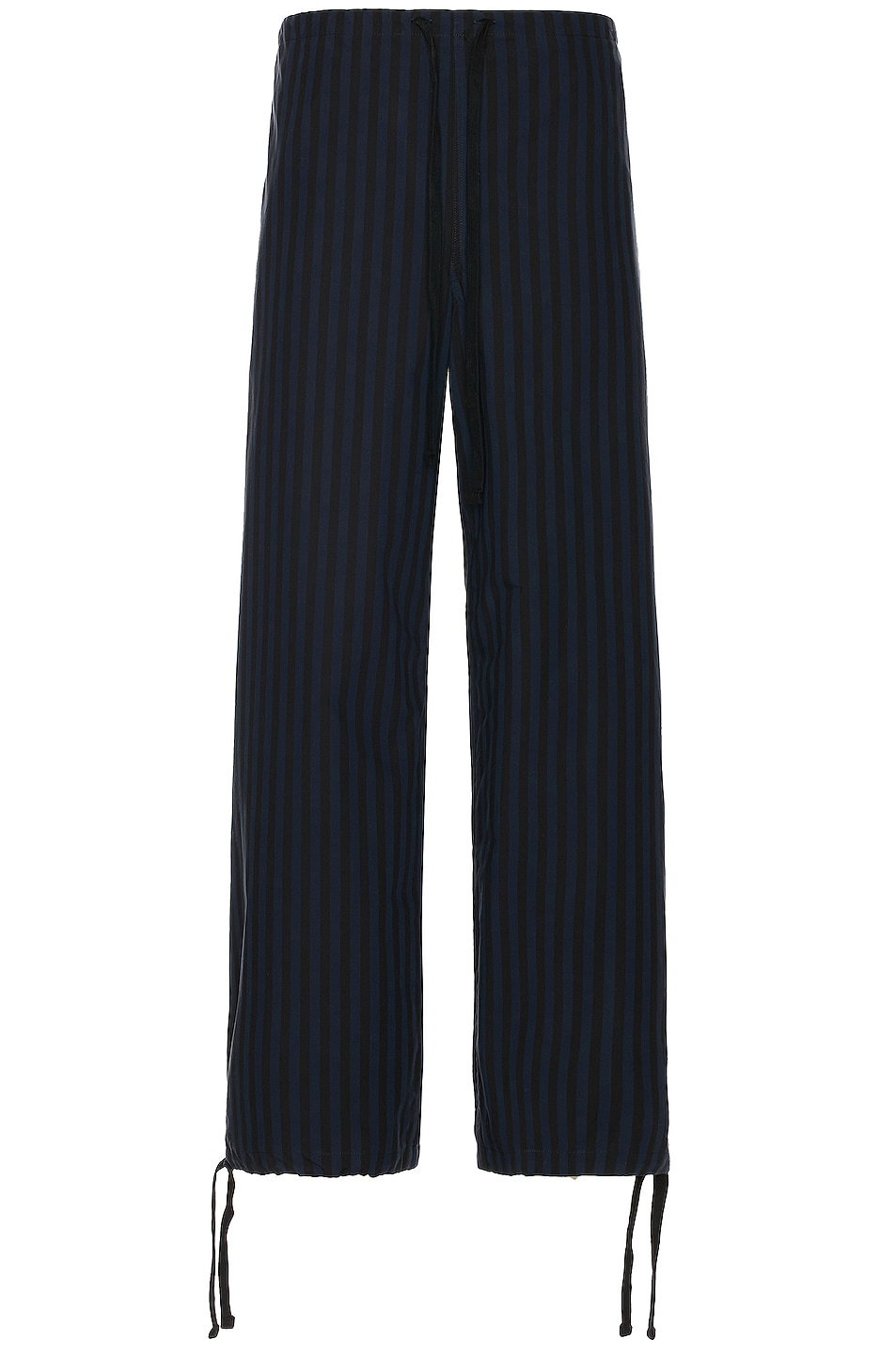Image 1 of TS(S) Block Stripe High Density Cloth Drawstring Wide Pants in Black & Navy