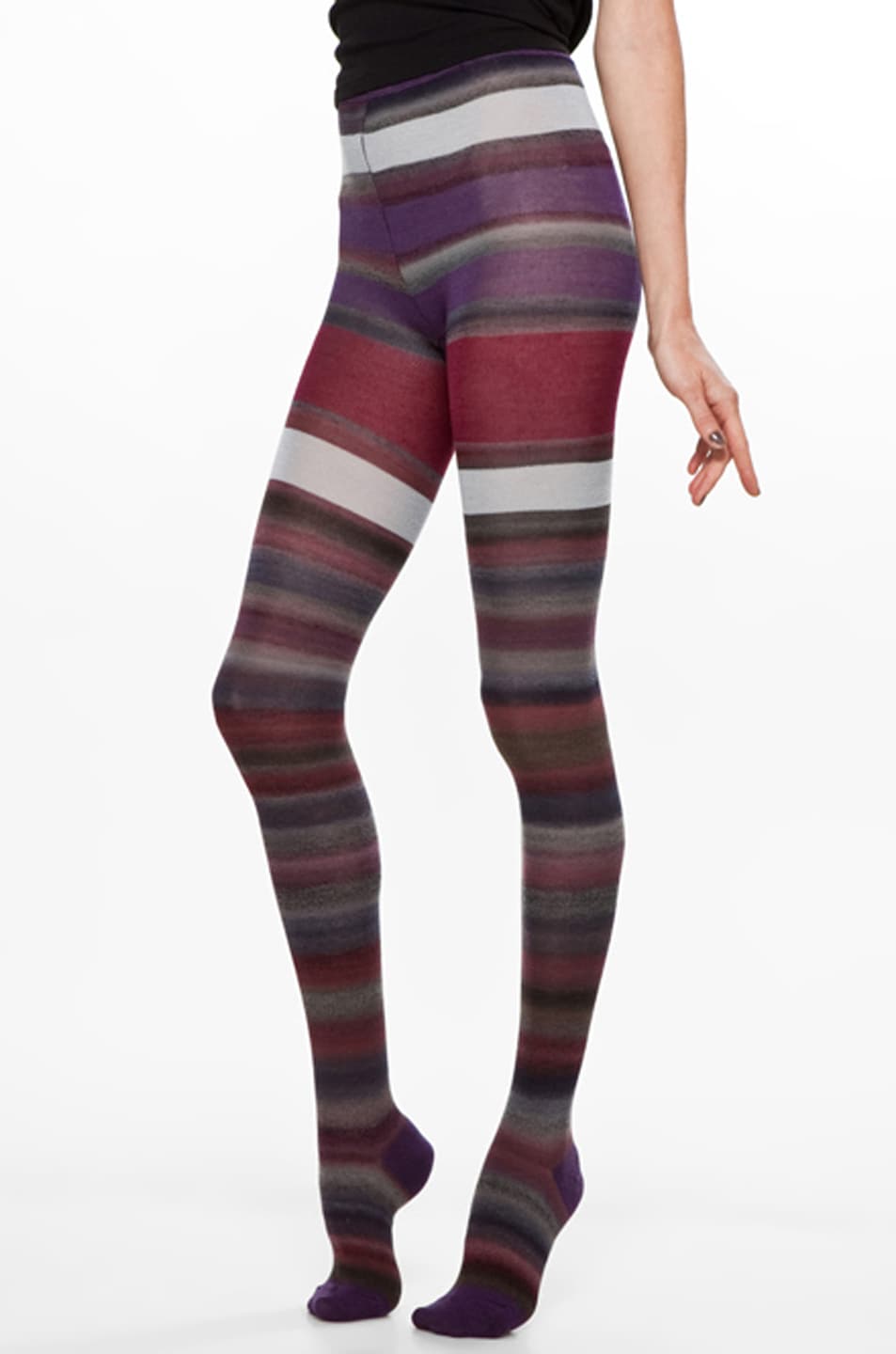 Image 1 of Tsumori Chisato Stripe Tights in Red & Charcoal