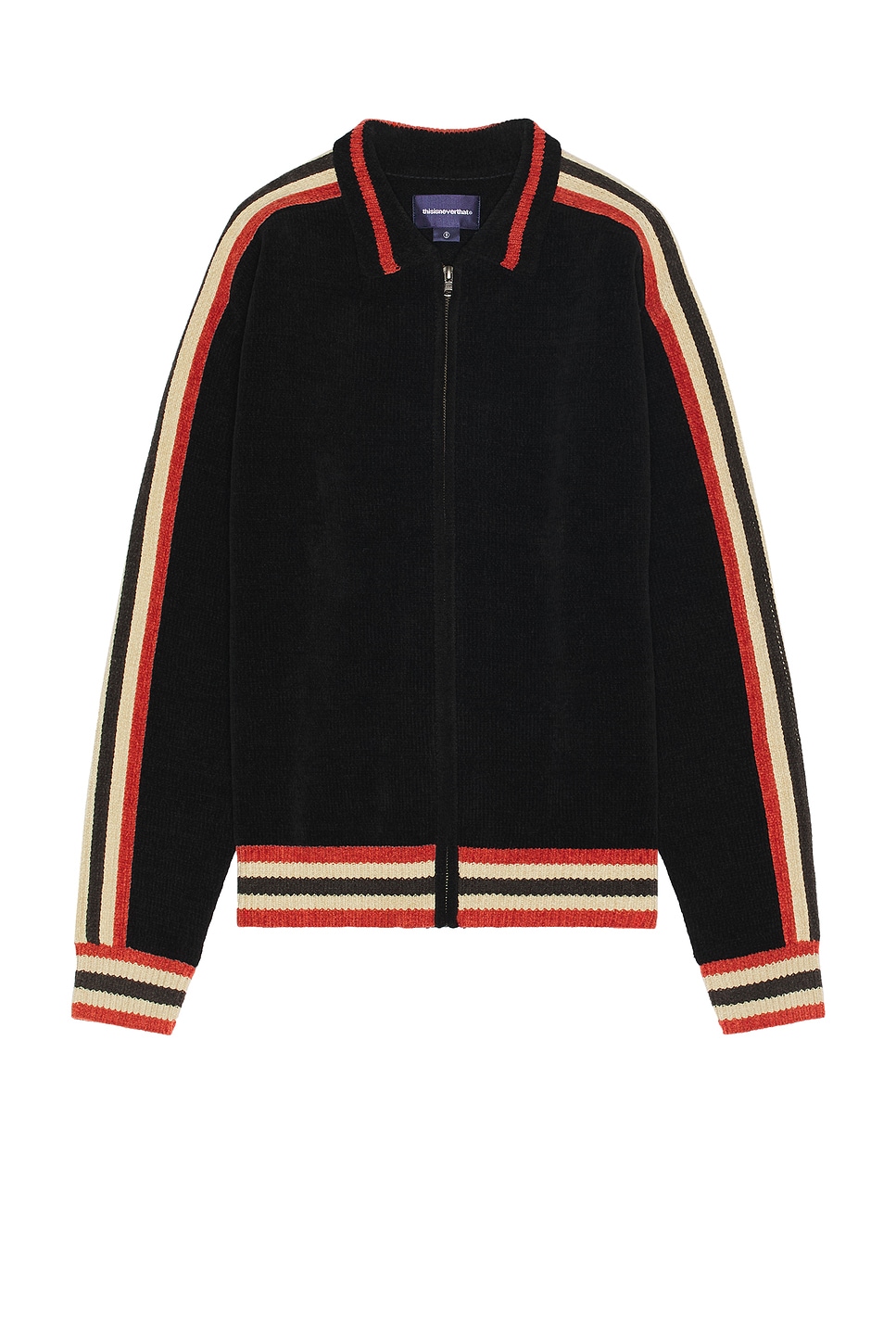 thisisneverthat Striped Zip Cardigan in Black