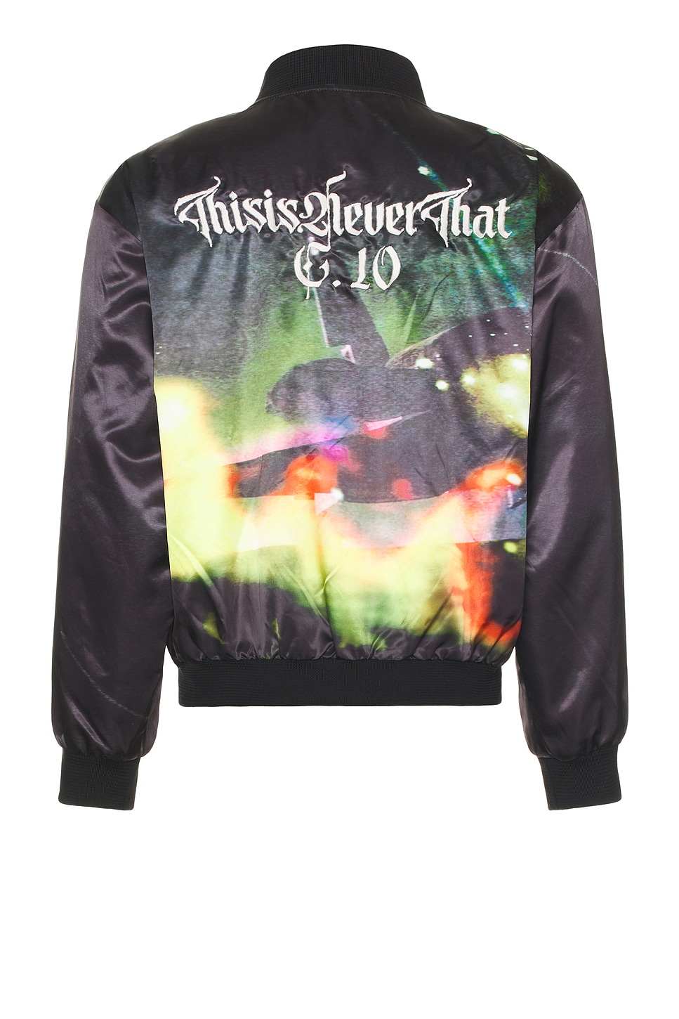 Image 1 of thisisneverthat Flame Satin Jacket in Black