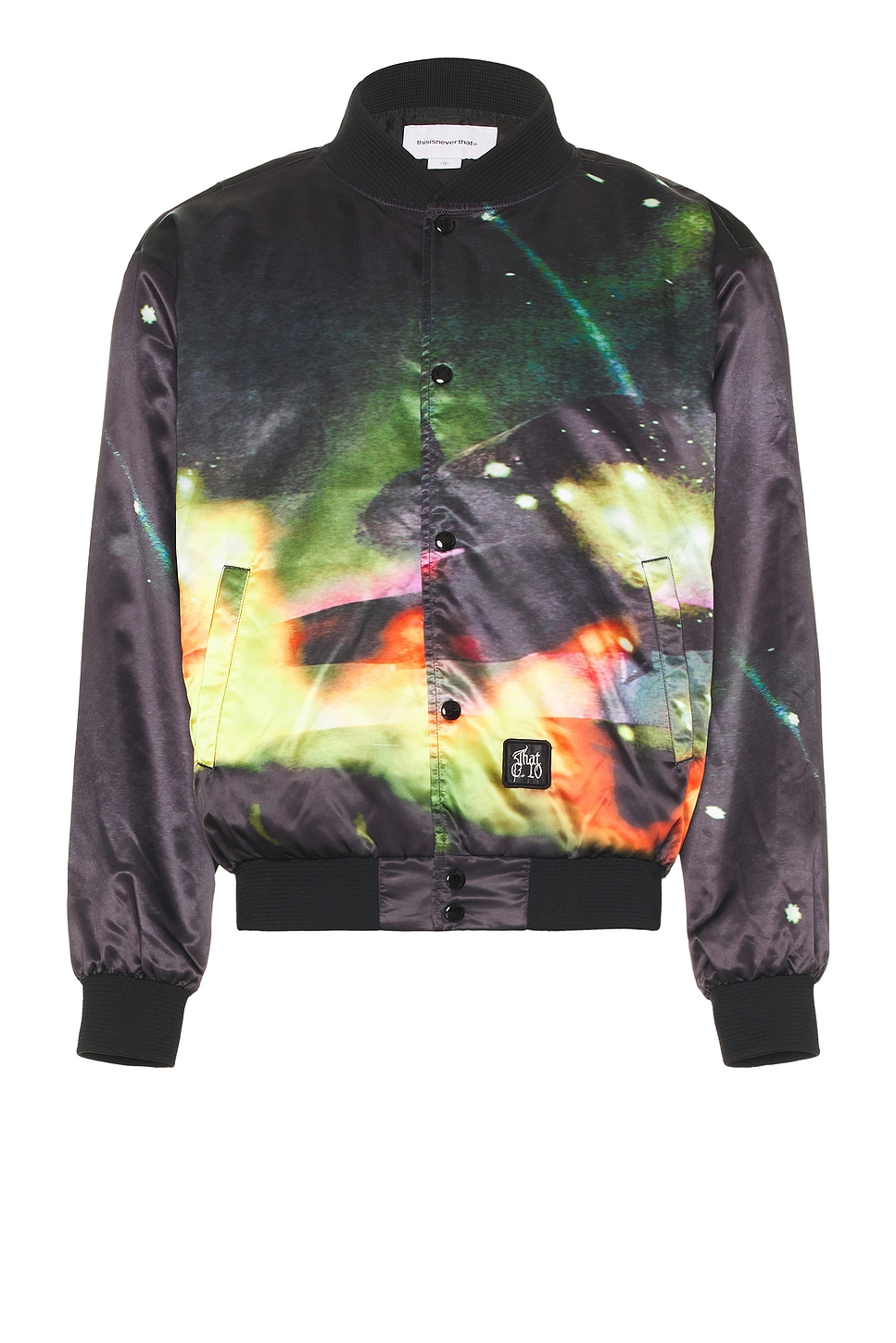 Shop Thisisneverthat Flame Satin Jacket In Black