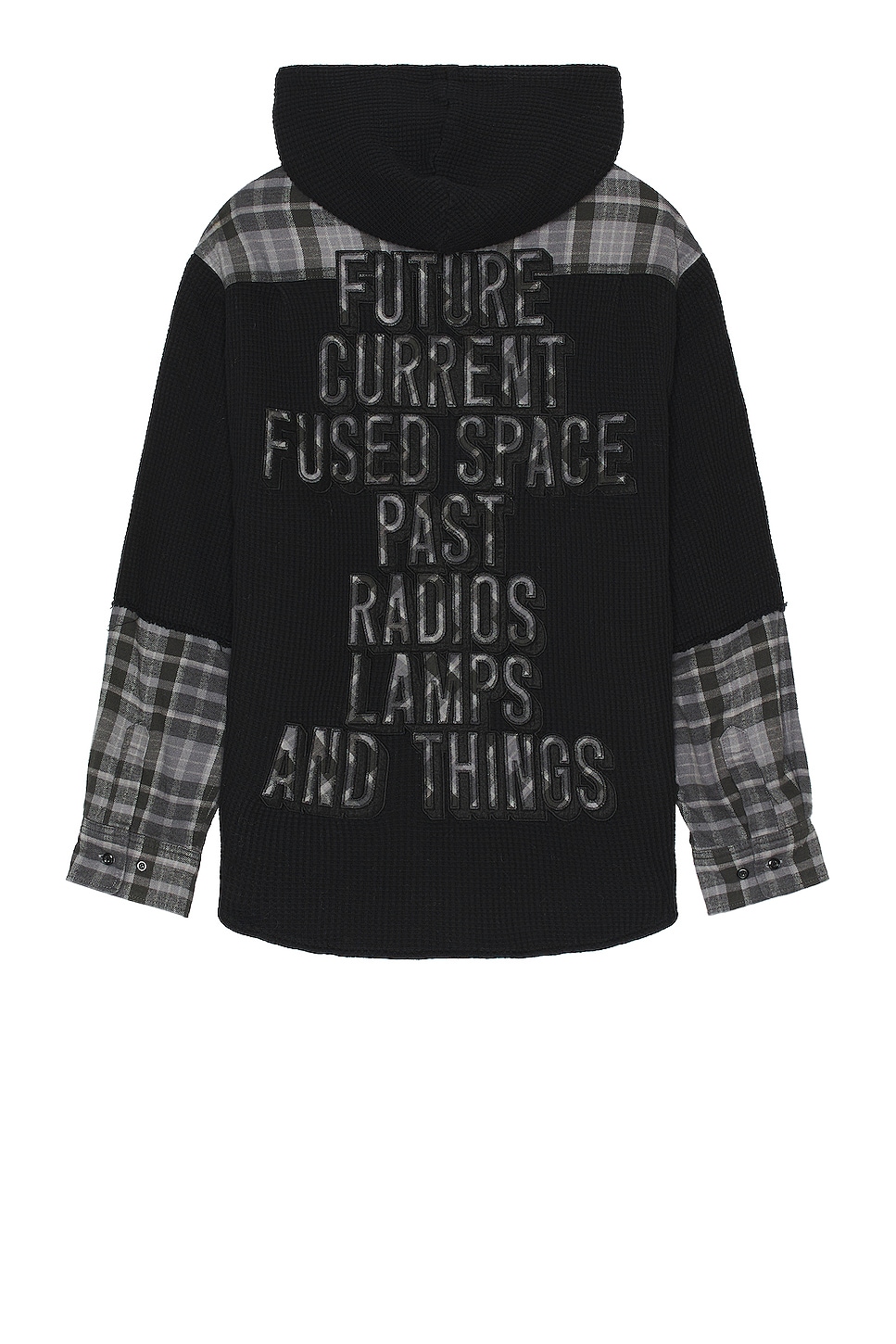 Image 1 of thisisneverthat Fcp Plaid Check Hood Shirt in Black