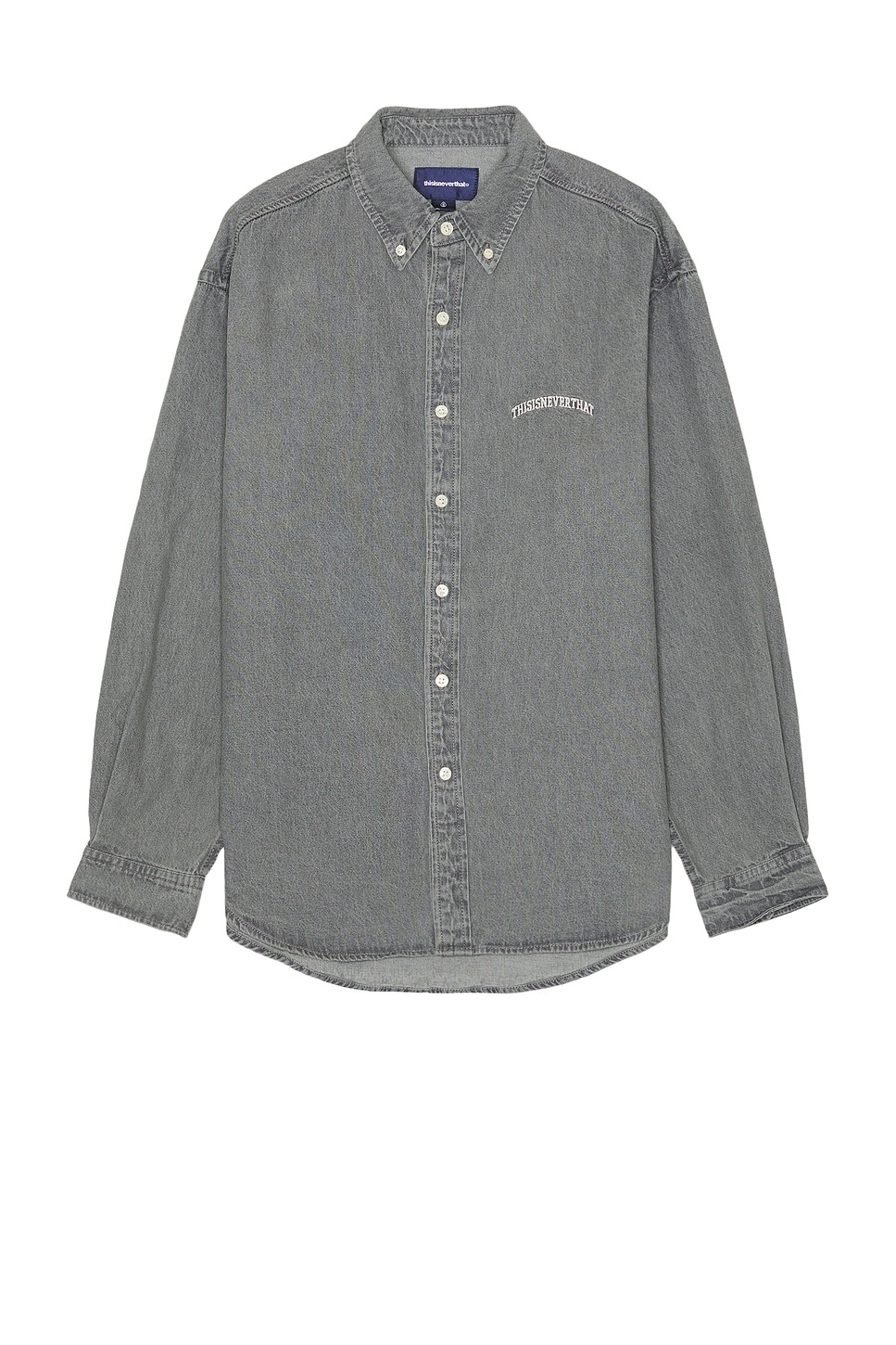 Shop Thisisneverthat Washed Denim Shirt In Grey