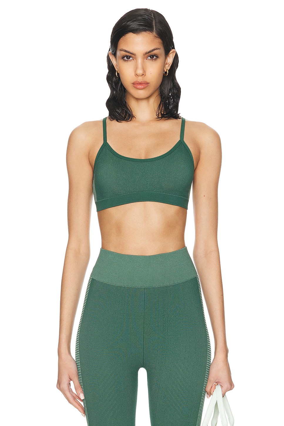 Image 1 of THE UPSIDE Ribbed Seamless Ballet Bra in Pine & Matcha