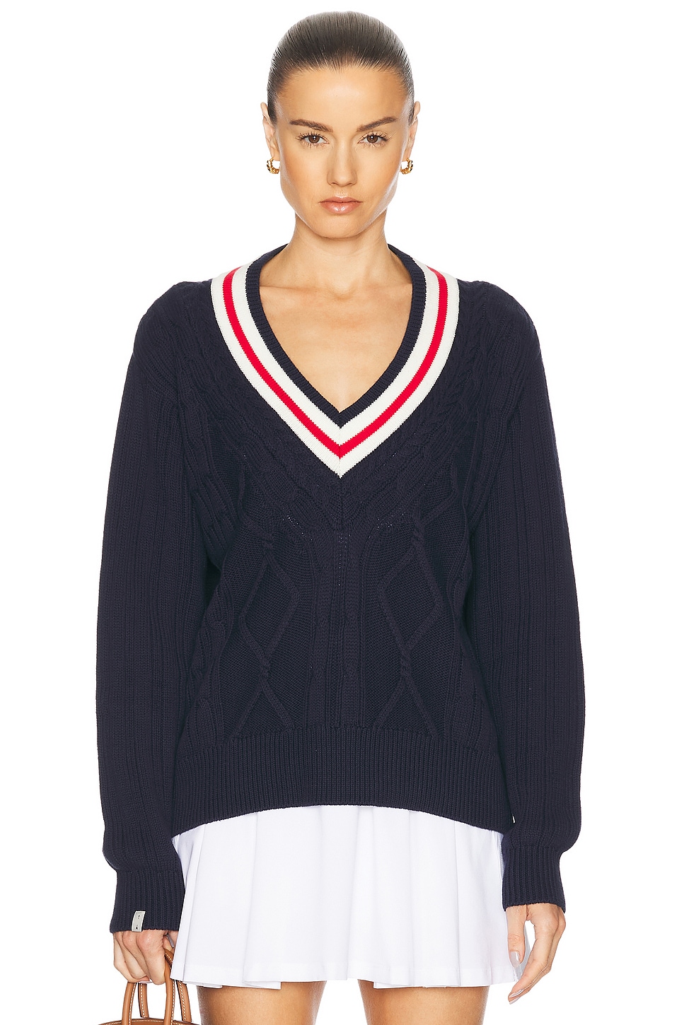 Renshaw Josette V Neck Sweater in Navy