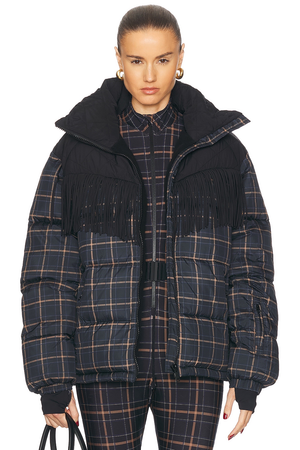 Shop The Upside Lumiere Fox Puffer Jacket In Check