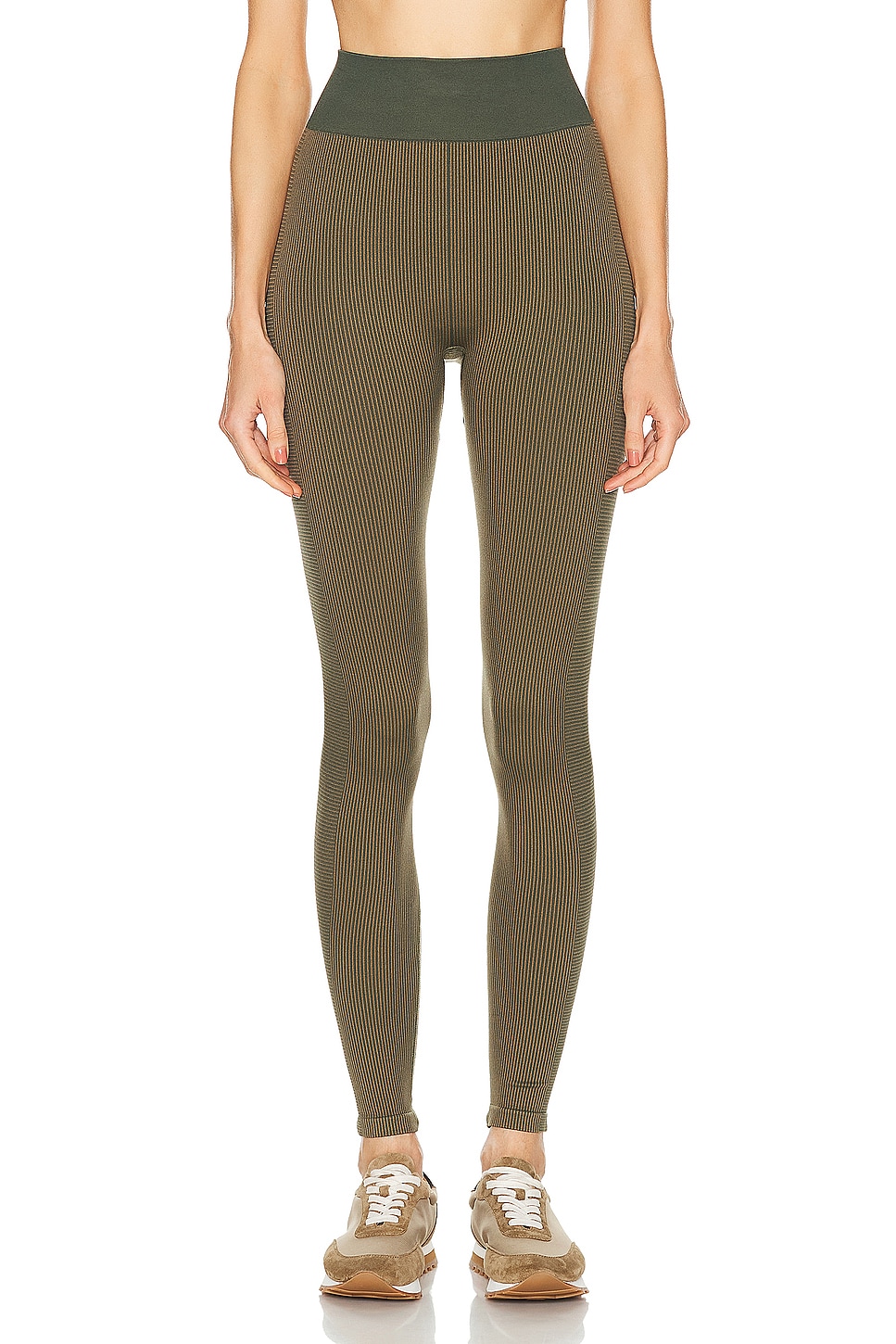 Image 1 of THE UPSIDE Ribbed Seamless 28in Pant in Khaki
