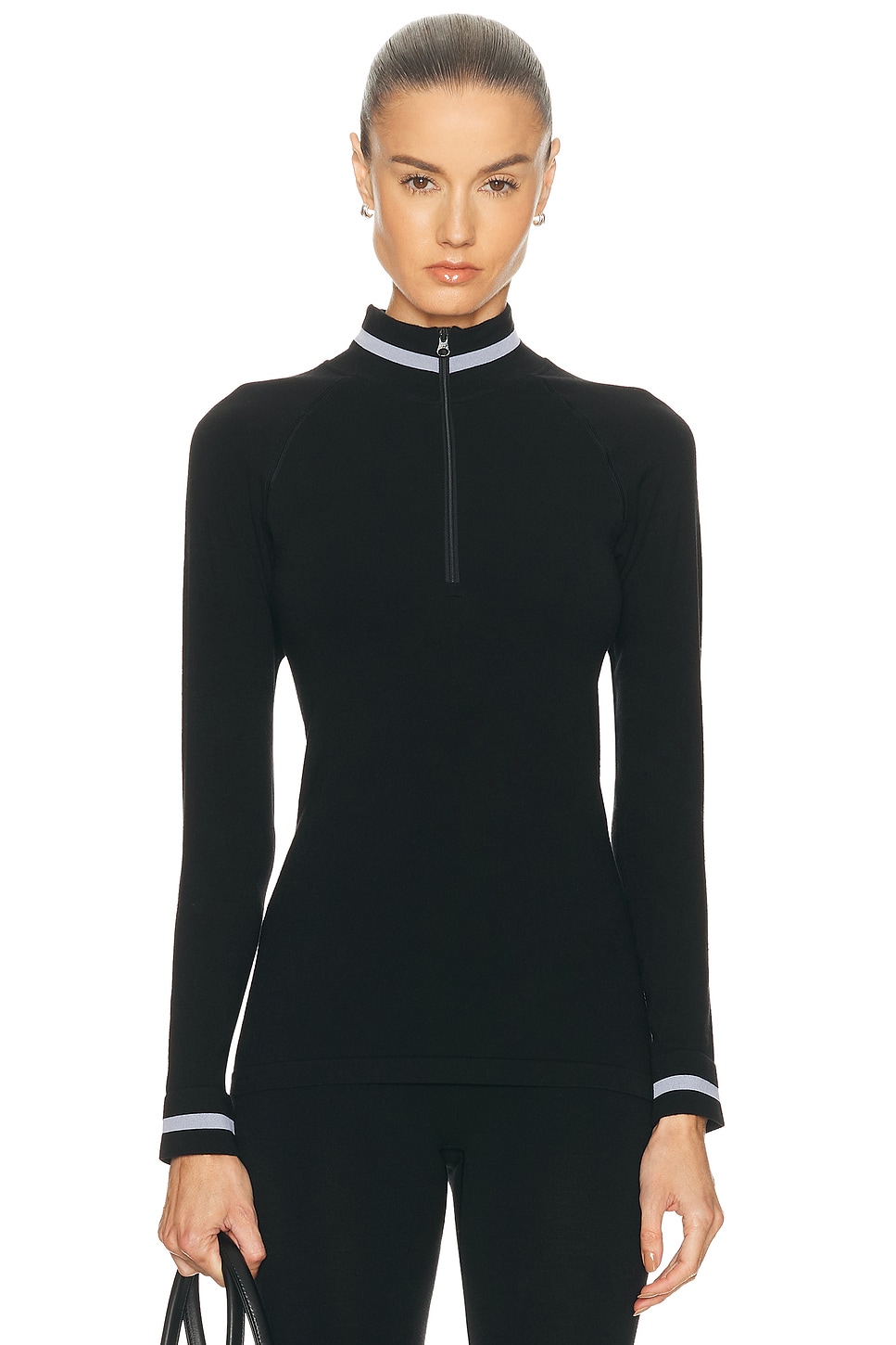 Image 1 of THE UPSIDE Seamless Quarter Zip Base Layer Top in Black