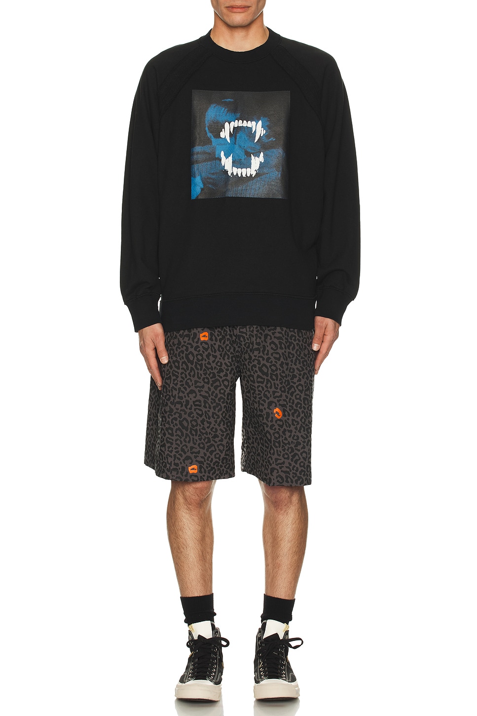 Image 1 of Undercover Leopard Print Shorts in Gray Base
