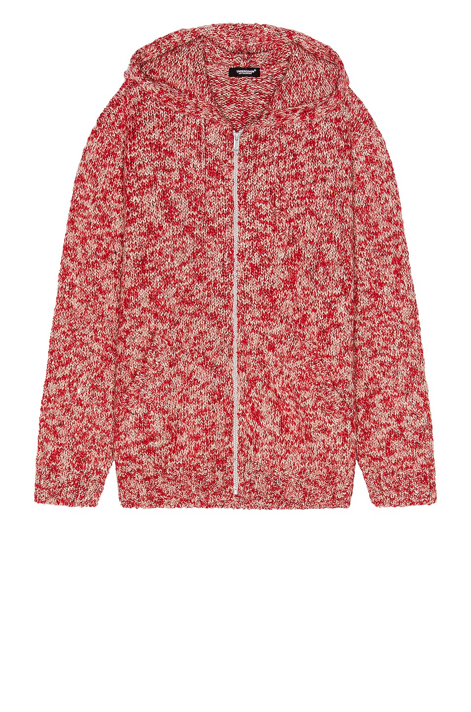 Image 1 of Undercover Knit Hoodie in Red Mix