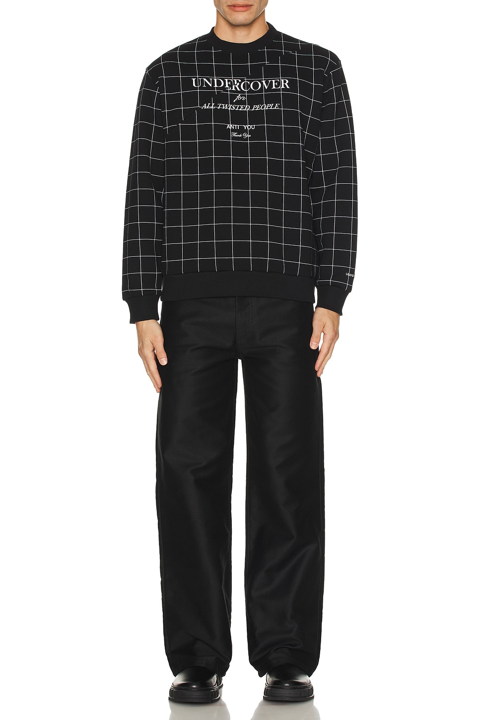 Image 1 of Undercover Grid Print Sweater in Black Ck