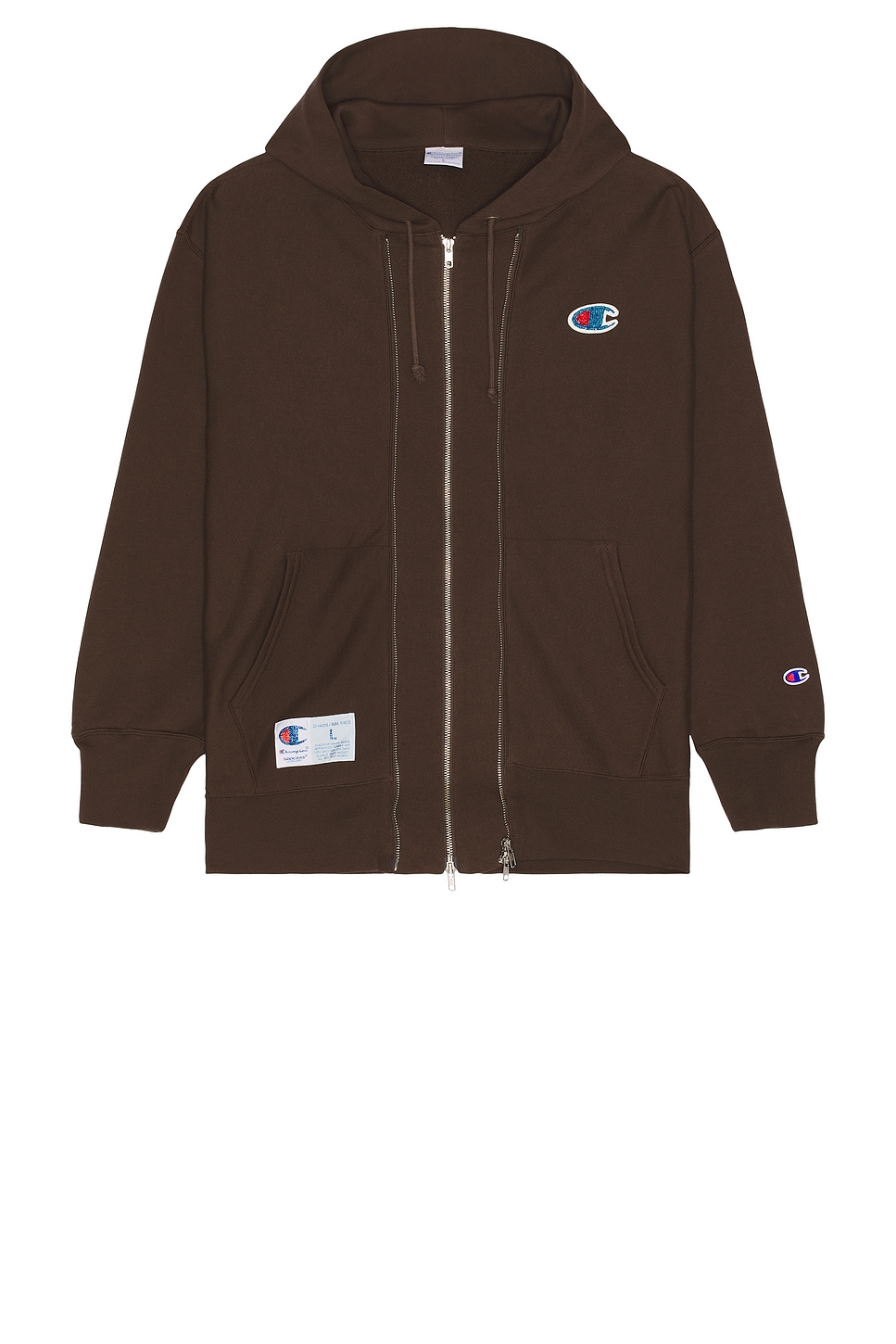 x Champion Zip Up Hoodie in Brown