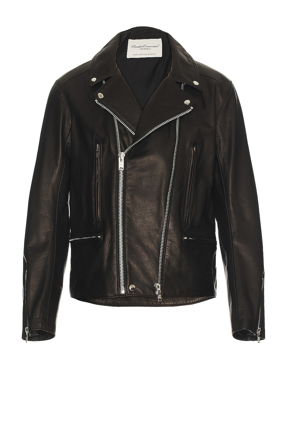 Image 1 of Undercover Leather Double Rider Jacket in Black