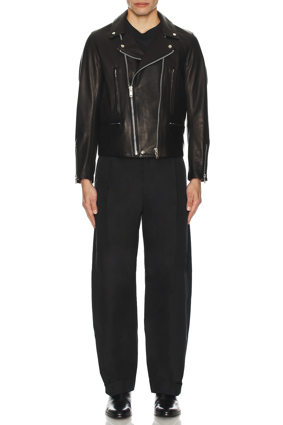 Image 1 of Undercover Leather Double Rider Jacket in Black