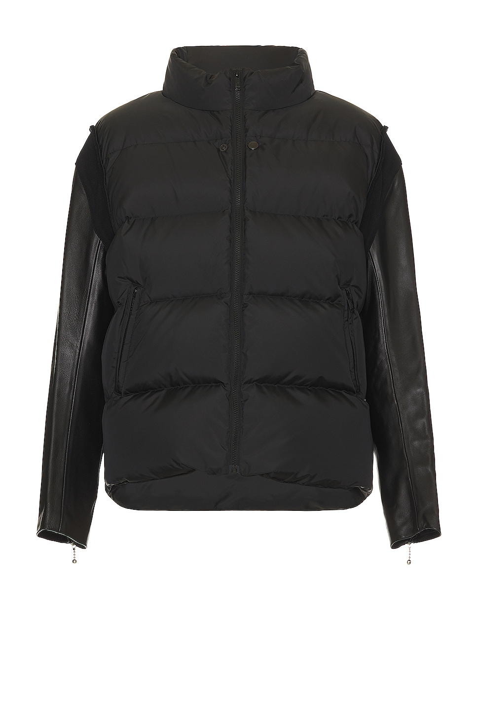 Image 1 of Undercover Leather Sleeve Puffer Blouson in Black