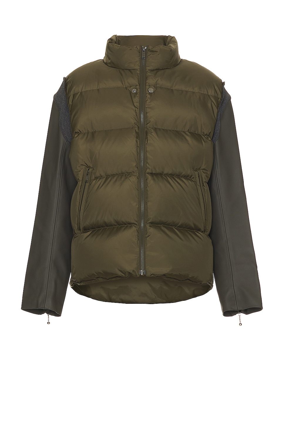Image 1 of Undercover Leather Sleeve Puffer Blouson in Khaki