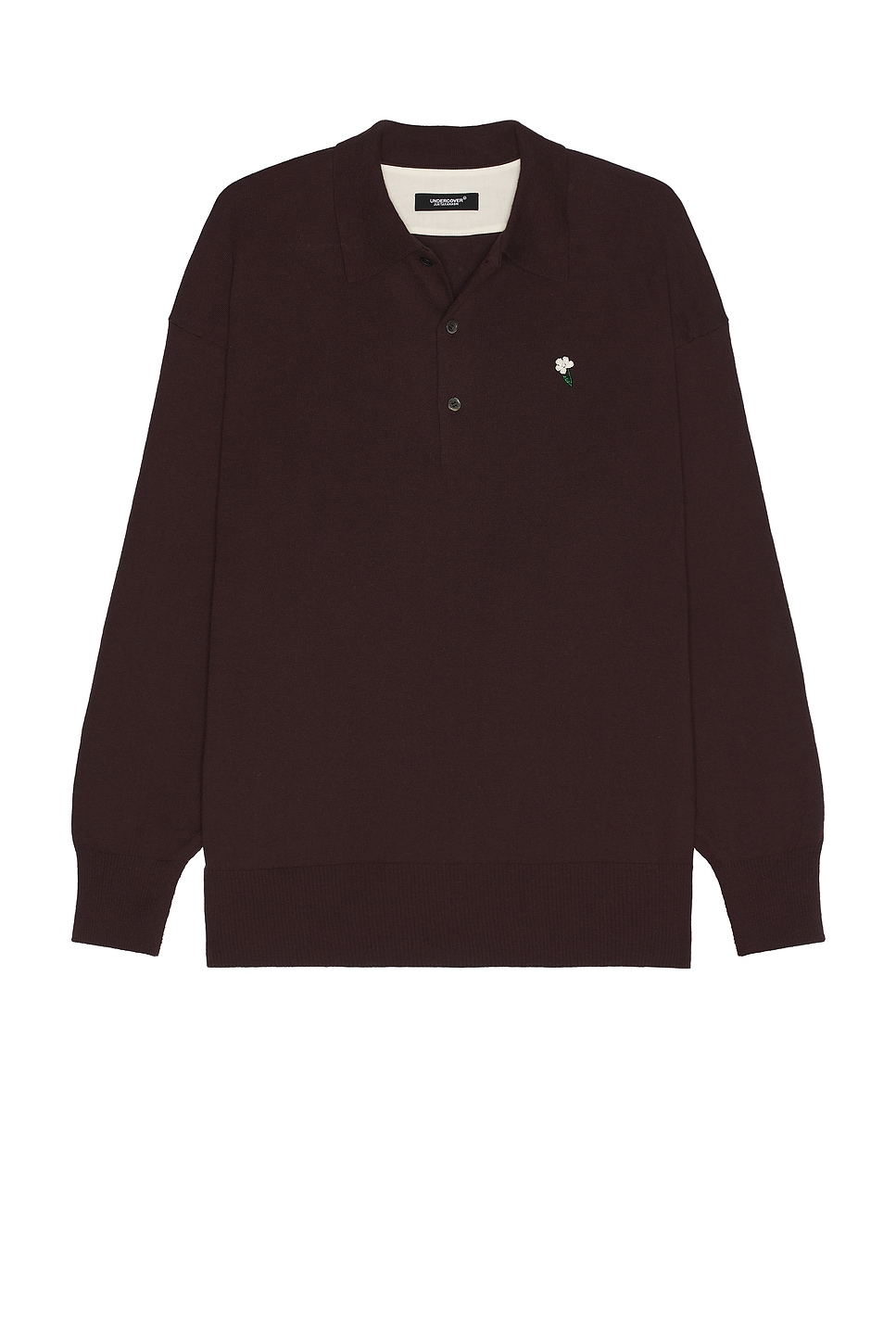 Long Sleeve Polo Shirt in Burgundy