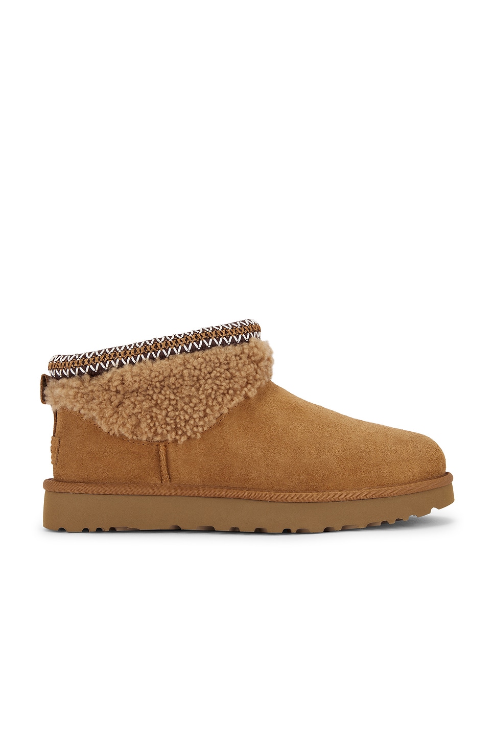 Ugg Chestnut Classic Ultra Mini Maxi Curly Ankle Boots In Brown