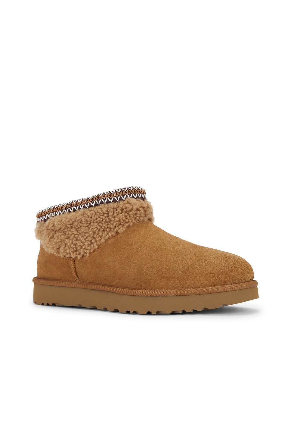 Ugg Chestnut Classic Ultra Mini Maxi Curly Ankle Boots In Brown