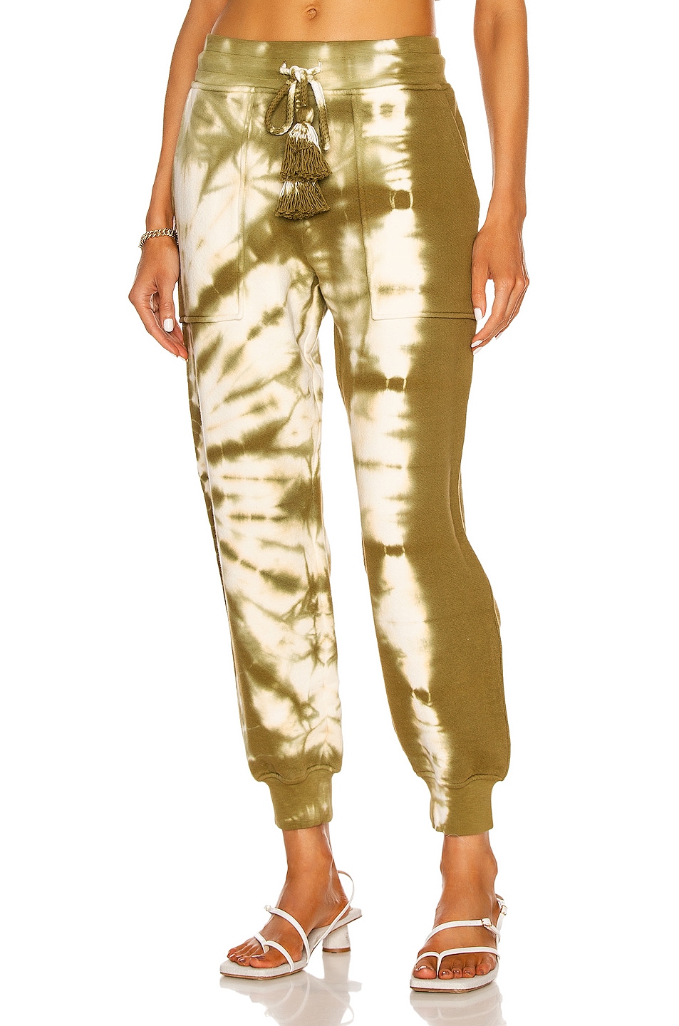 Image 1 of Ulla Johnson Charley Pant in Olive Tie Dye