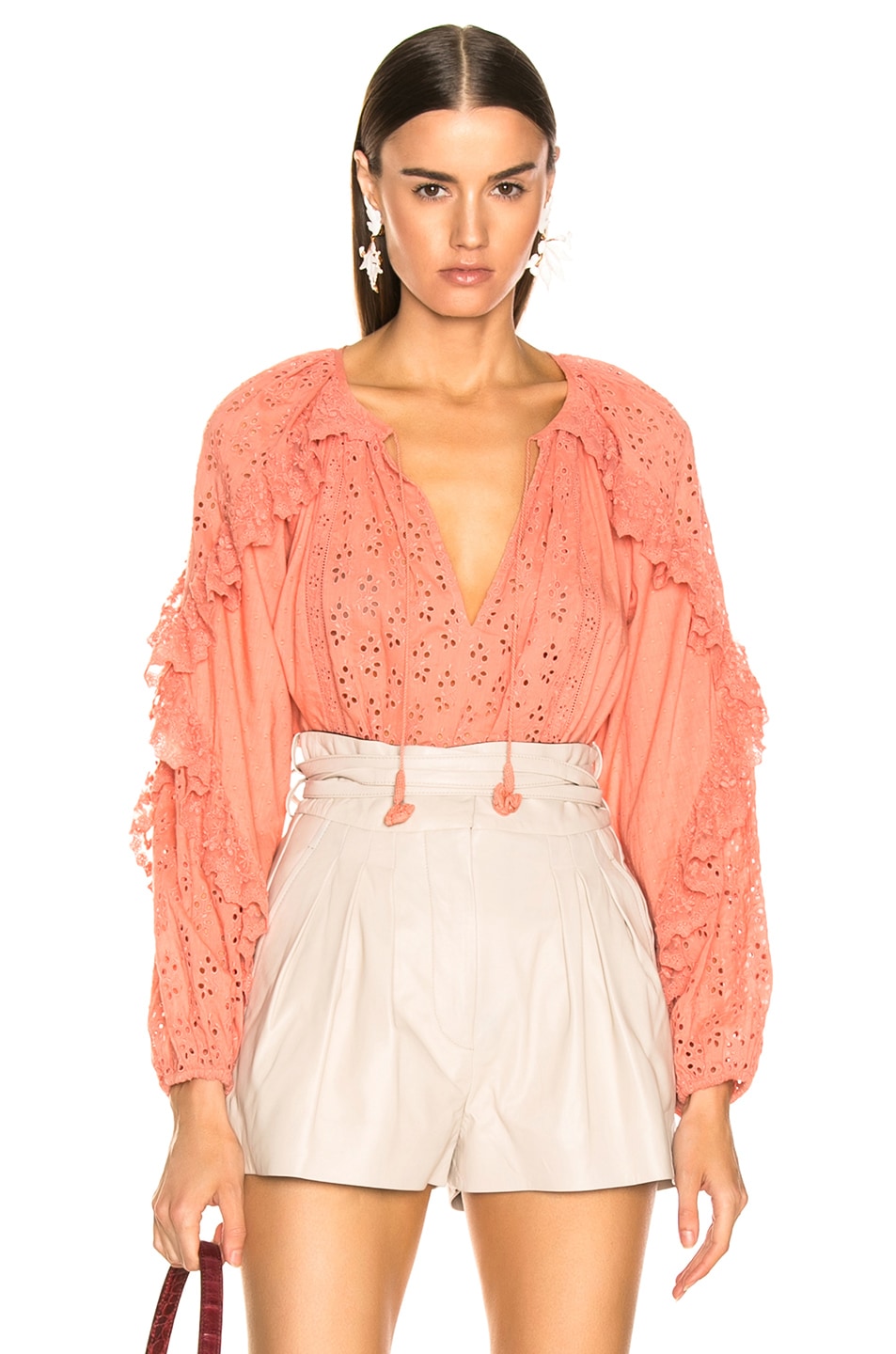 Image 1 of Ulla Johnson Blanche Blouse in Coral