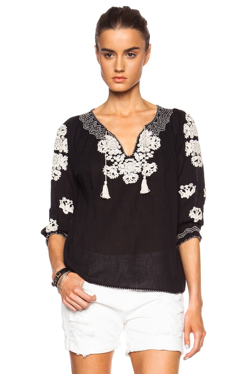 Image 1 of Ulla Johnson Ophelia Cotton Top in Jet
