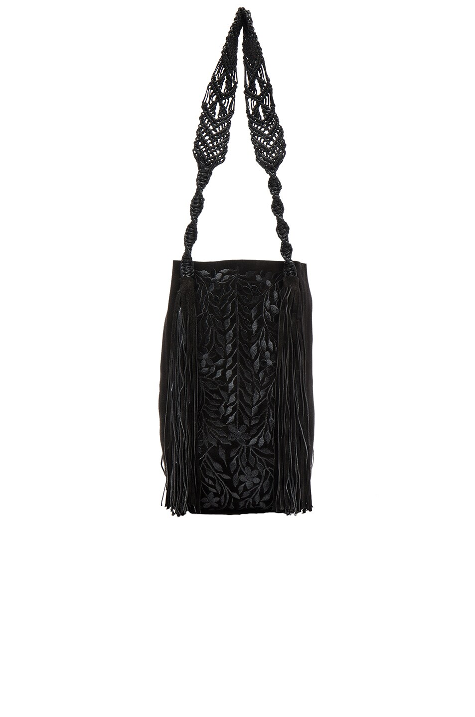 Image 1 of Ulla Johnson Embroidered Paloma Tote in Jet Leather