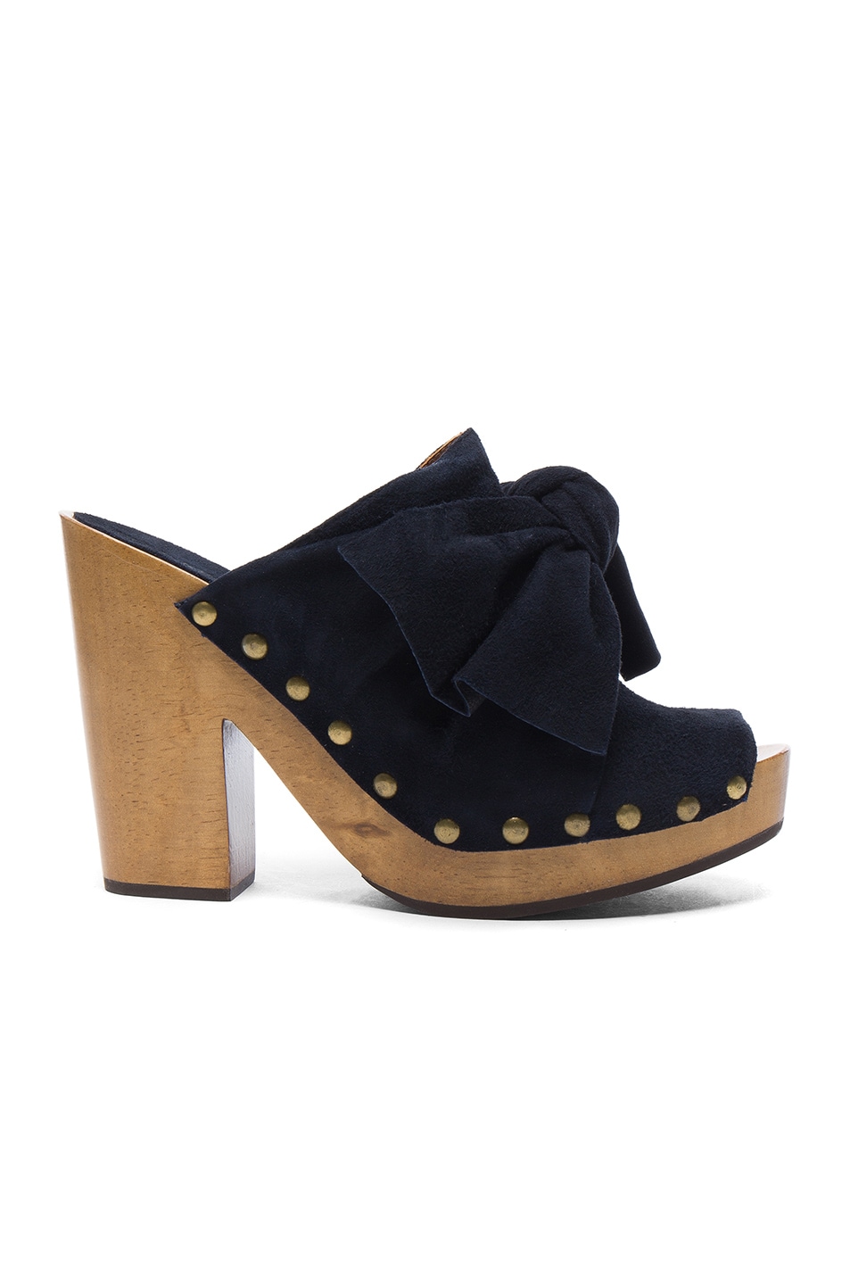 Image 1 of Ulla Johnson Suede Stevie Clogs in Midnight Suede