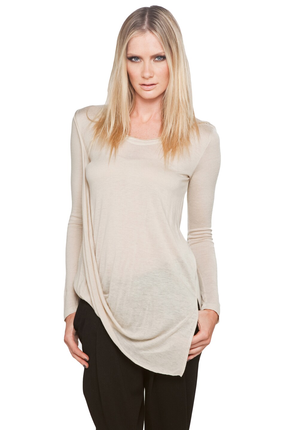 Image 1 of under.ligne Asymmetrical Draped Top in Sand