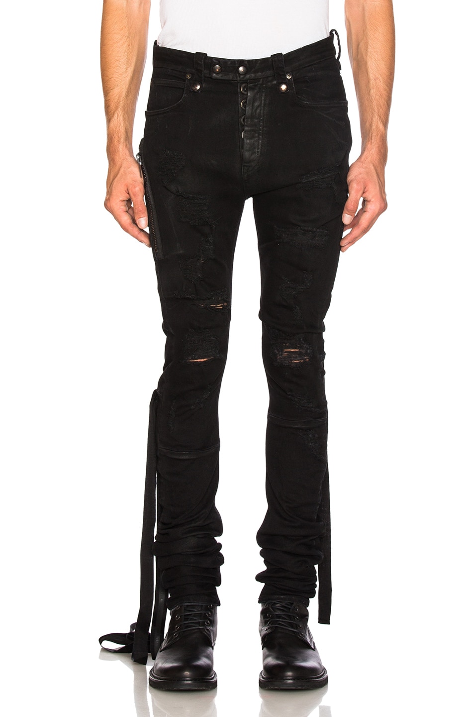 Image 1 of Unravel Denim Distort Parachute Jeans in Black