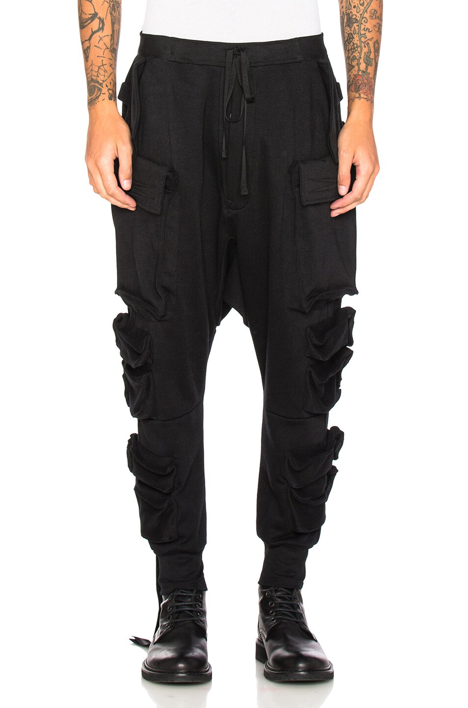 Image 1 of Unravel Terry Parachutes Cargo Pants in Black