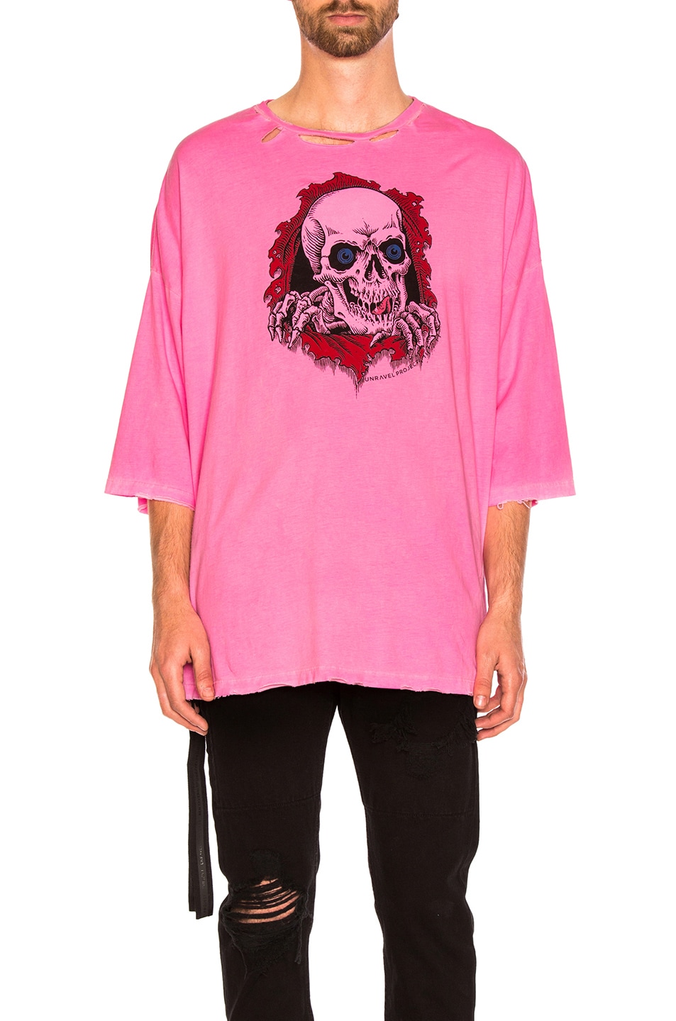 Image 1 of Unravel for FWRD Oversized Boxy Tee in Sunfaded Neon Pink