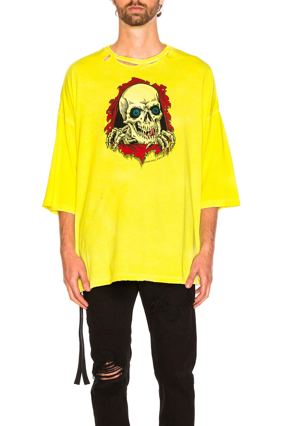 Image 1 of Unravel for FWRD Oversized Boxy Tee in Sunfaded Neon Yellow