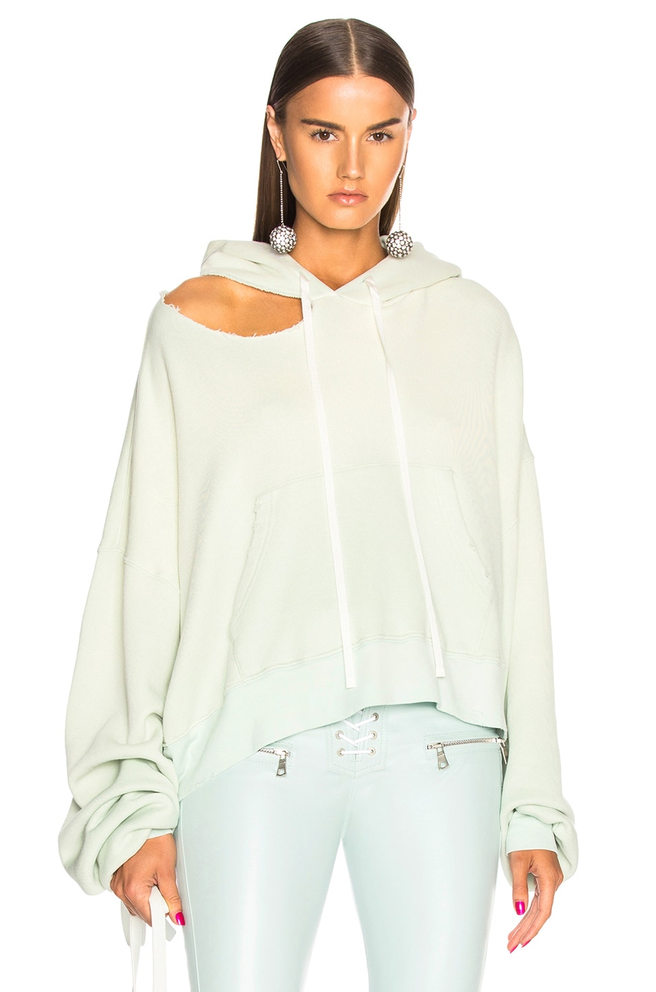 Image 1 of Unravel Cut Out Hoodie in Misty Blue