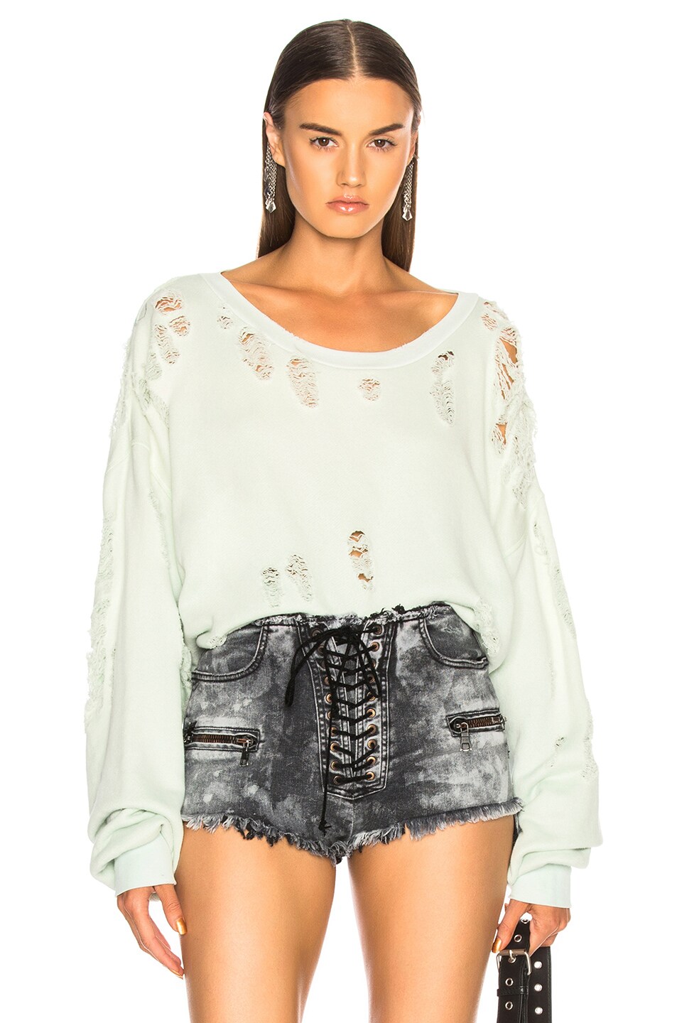 Image 1 of Unravel Distressed Oversized Sweater in Misty Blue