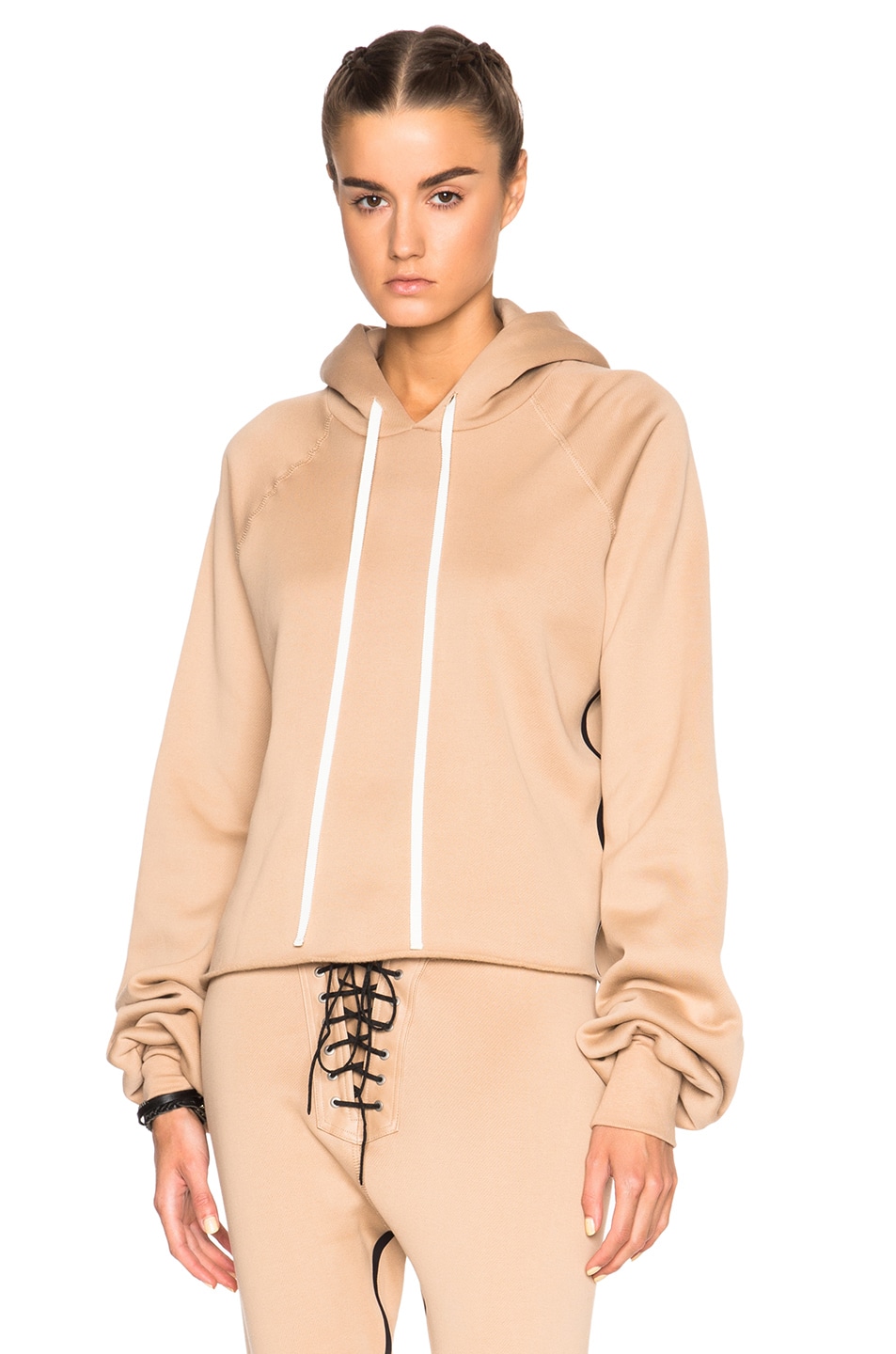 Image 1 of Unravel FWRD Exclusive Oversize Sleeve Cashmere Hoodie in Nude