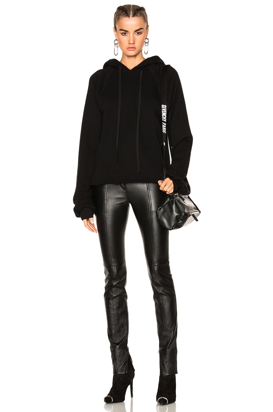 Image 1 of Unravel Oversized Sleeve Cashmere Hoodie in Black