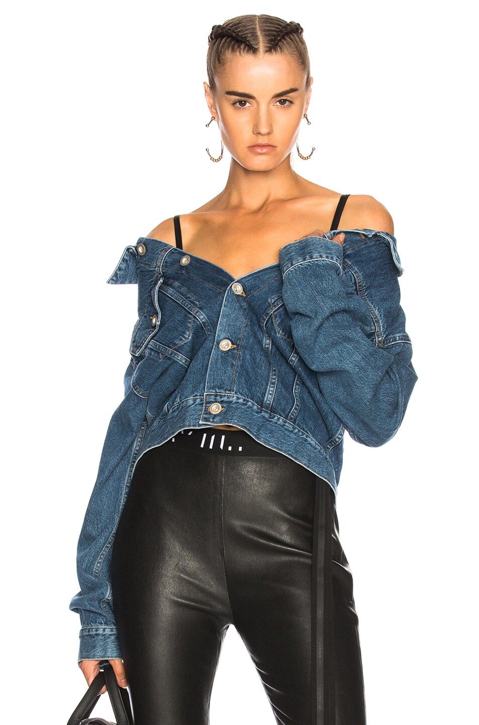 Image 1 of Unravel Cropped Reversible Denim Jacket in Light Stone