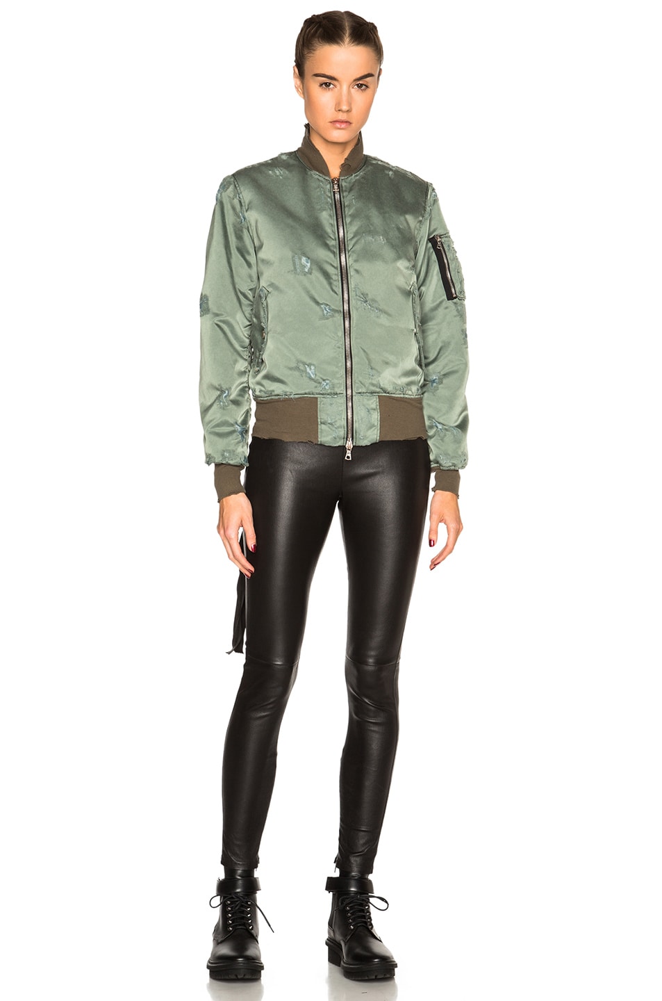 Unravel Oversized Bomber Jacket in Sunfaded Army Green FWRD