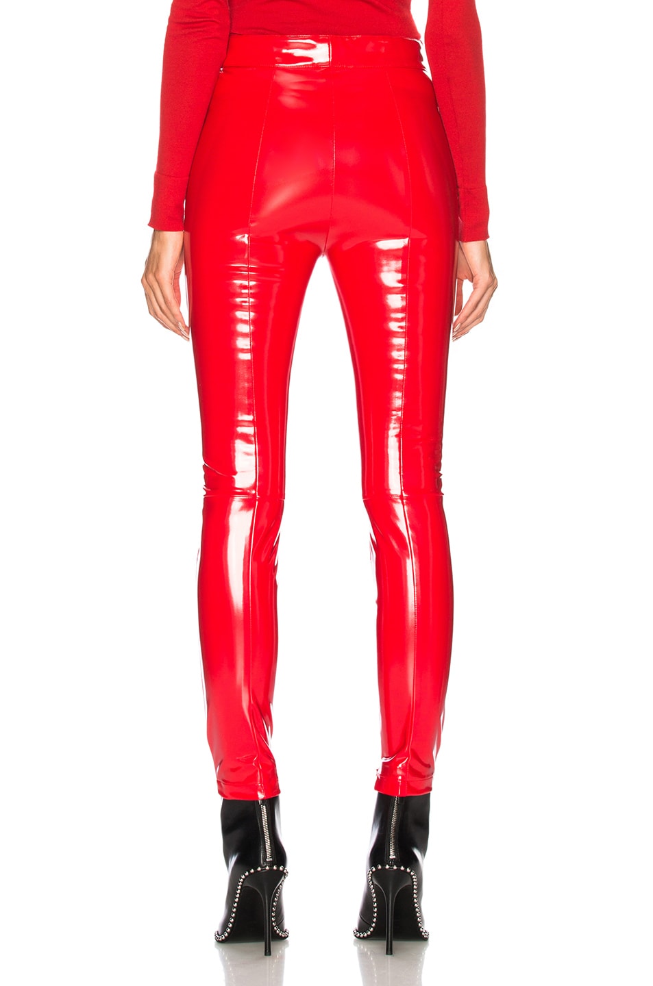Unravel Latex Lace Up Seam Pants in Red FWRD