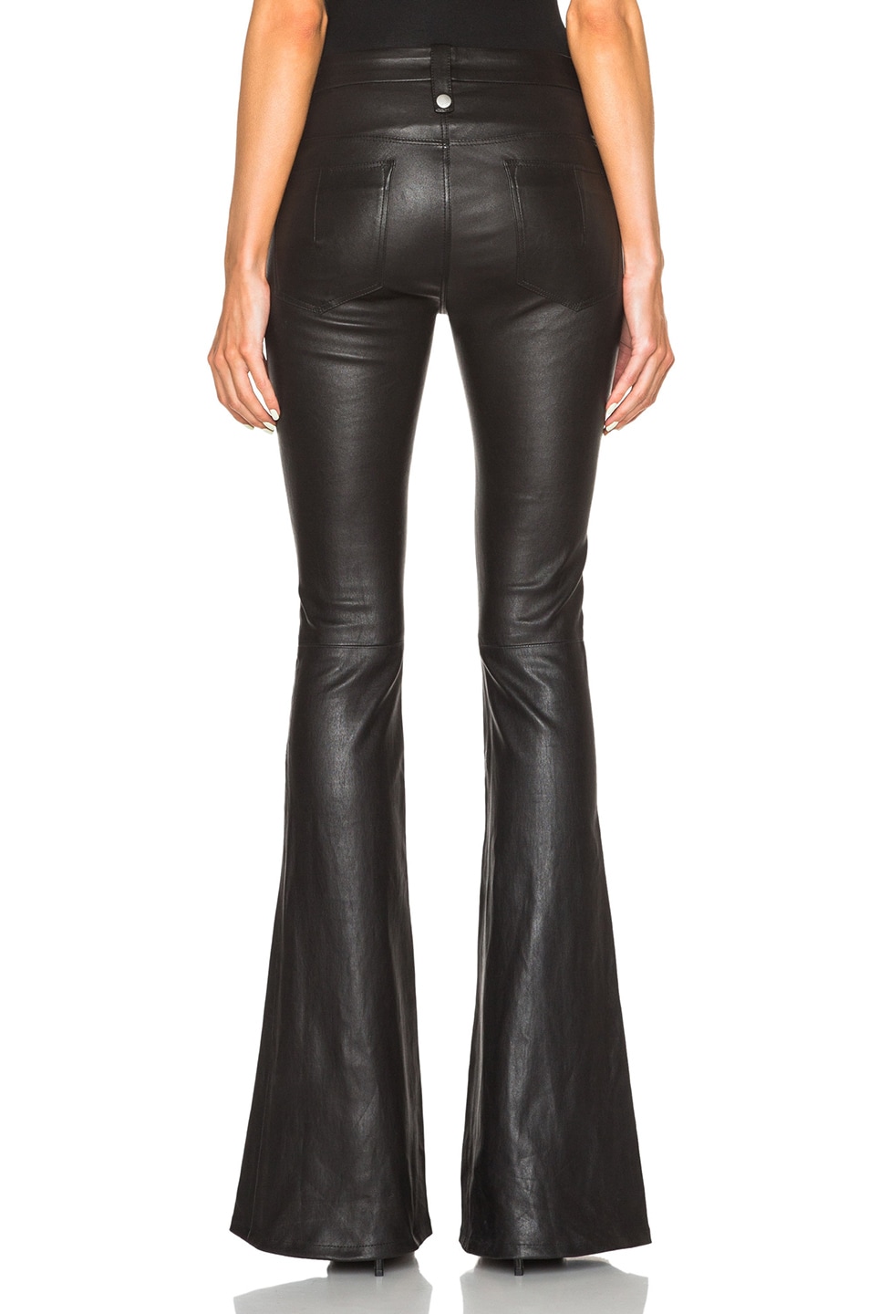 Unravel Lace Front Flare Leather Pants in Black | FWRD