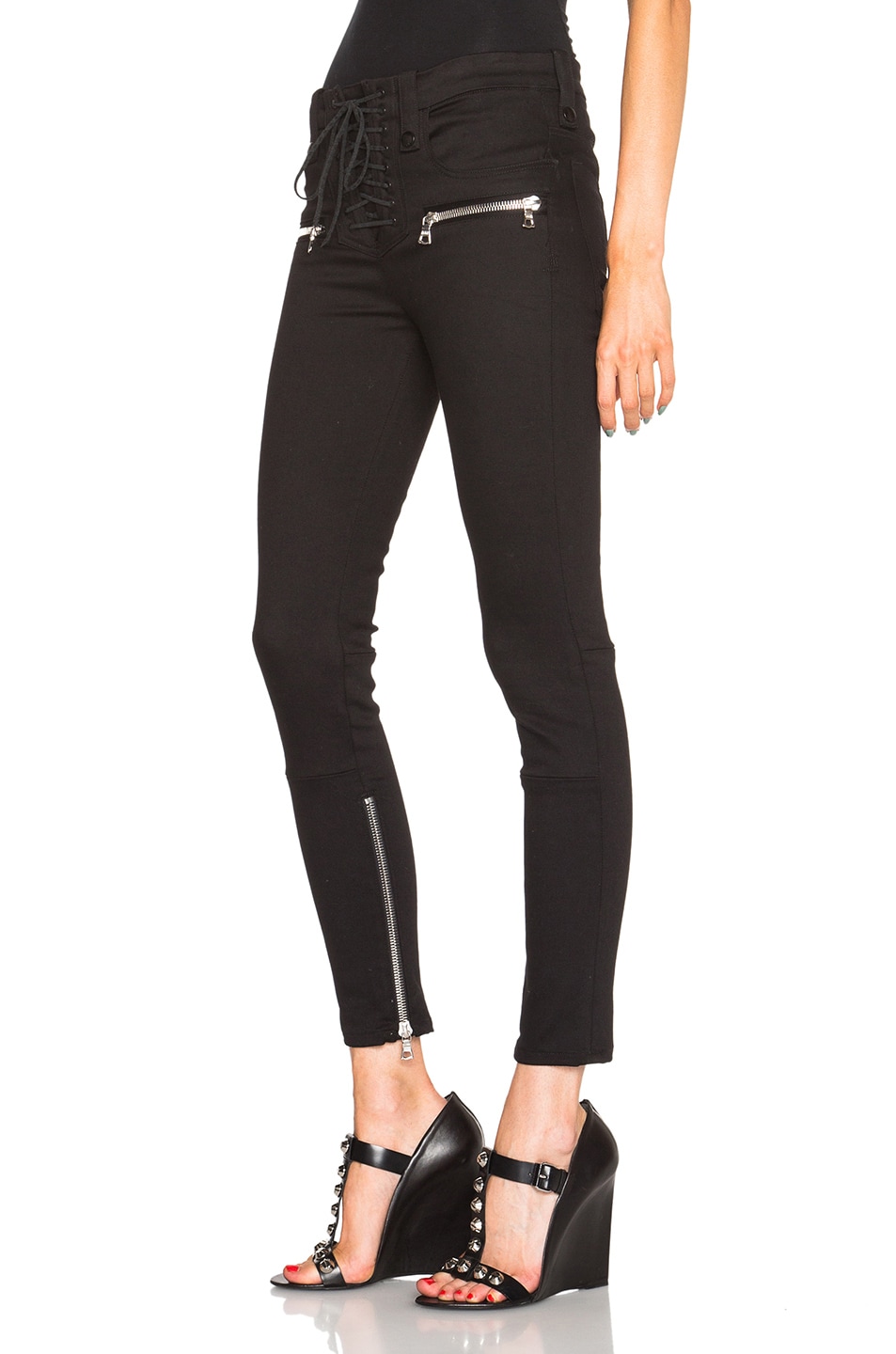 Unravel Lace Up Skinny Pants in Black | FWRD